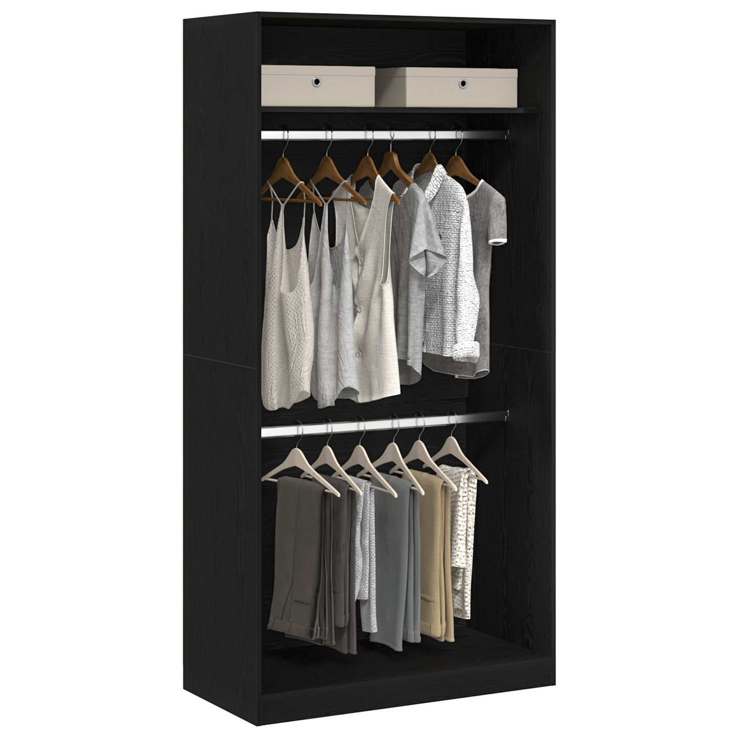 Sort Egetræ Garderobe - 100X50X200 Cm