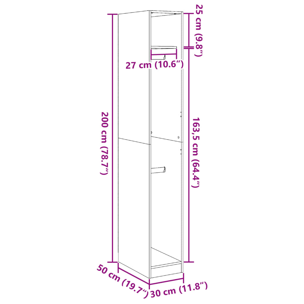 Garderobe I Sort Eg 30X50X200 Cm Lavet Af Konstrueret Træ