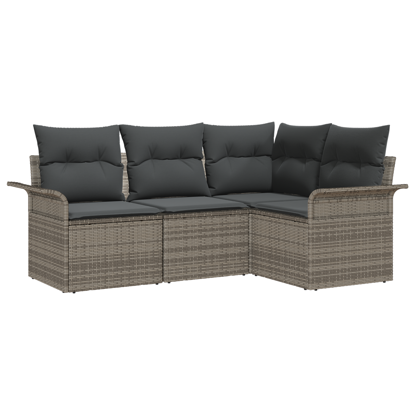4 Delers Have Sofasæt Med Puder Grå Poly Rattan