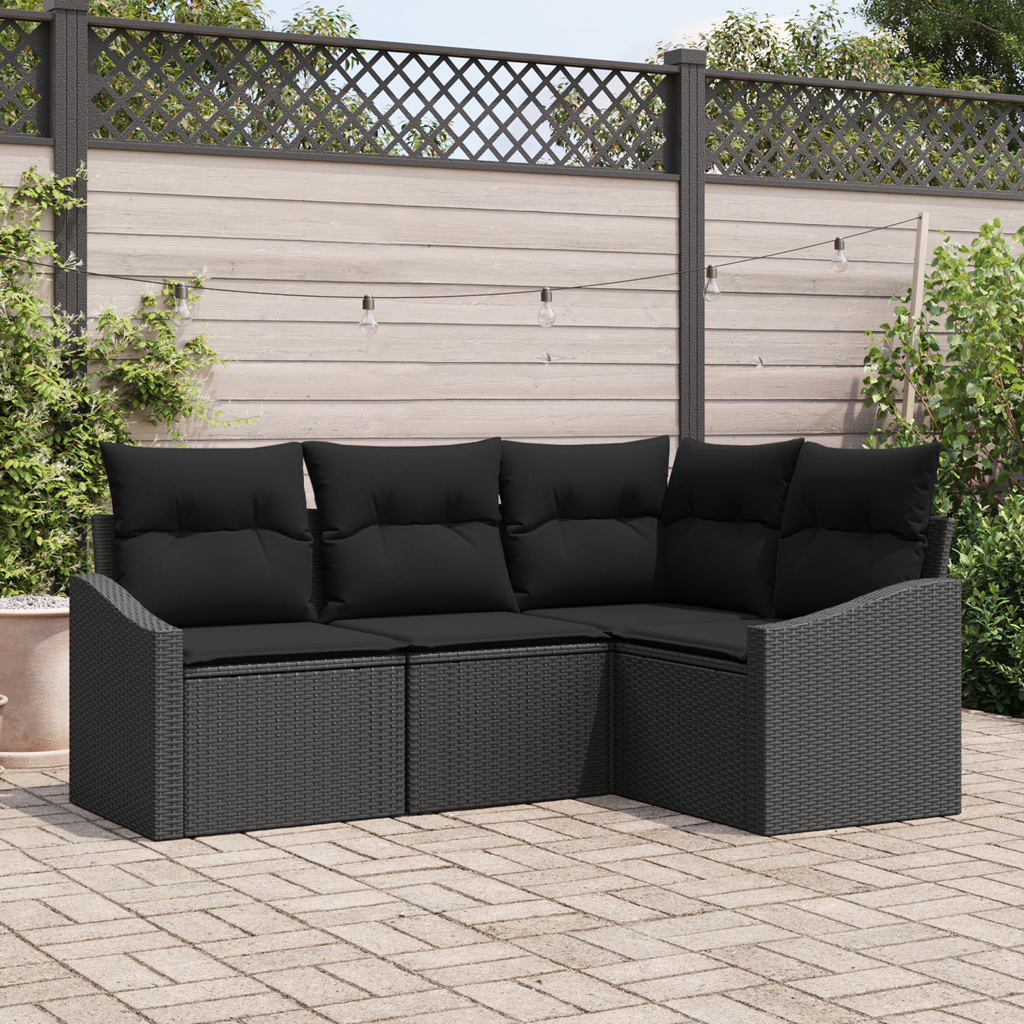 4 Stk. Have Sofa Sæt Med Puder Sort Poly Rattan