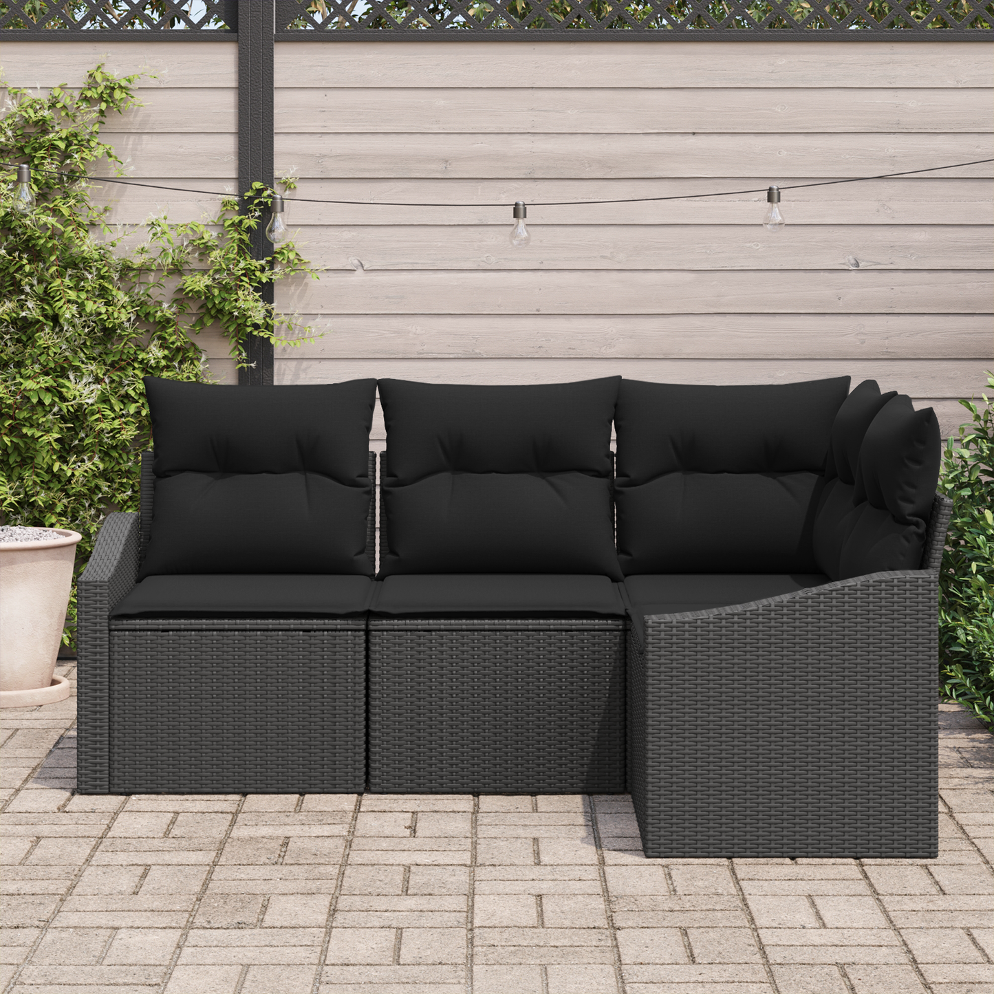 4 Stk. Have Sofa Sæt Med Puder Sort Poly Rattan