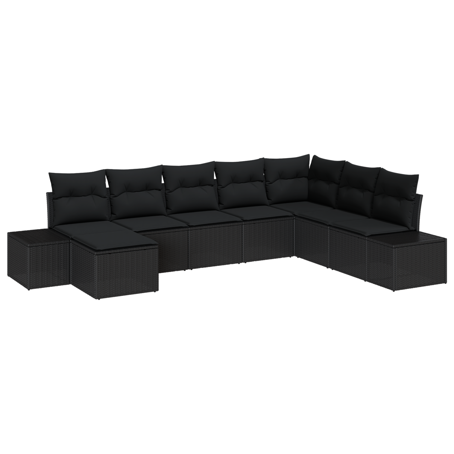 8 Delers Have Sofa Sæt Med Puder Sort Poly Rattan