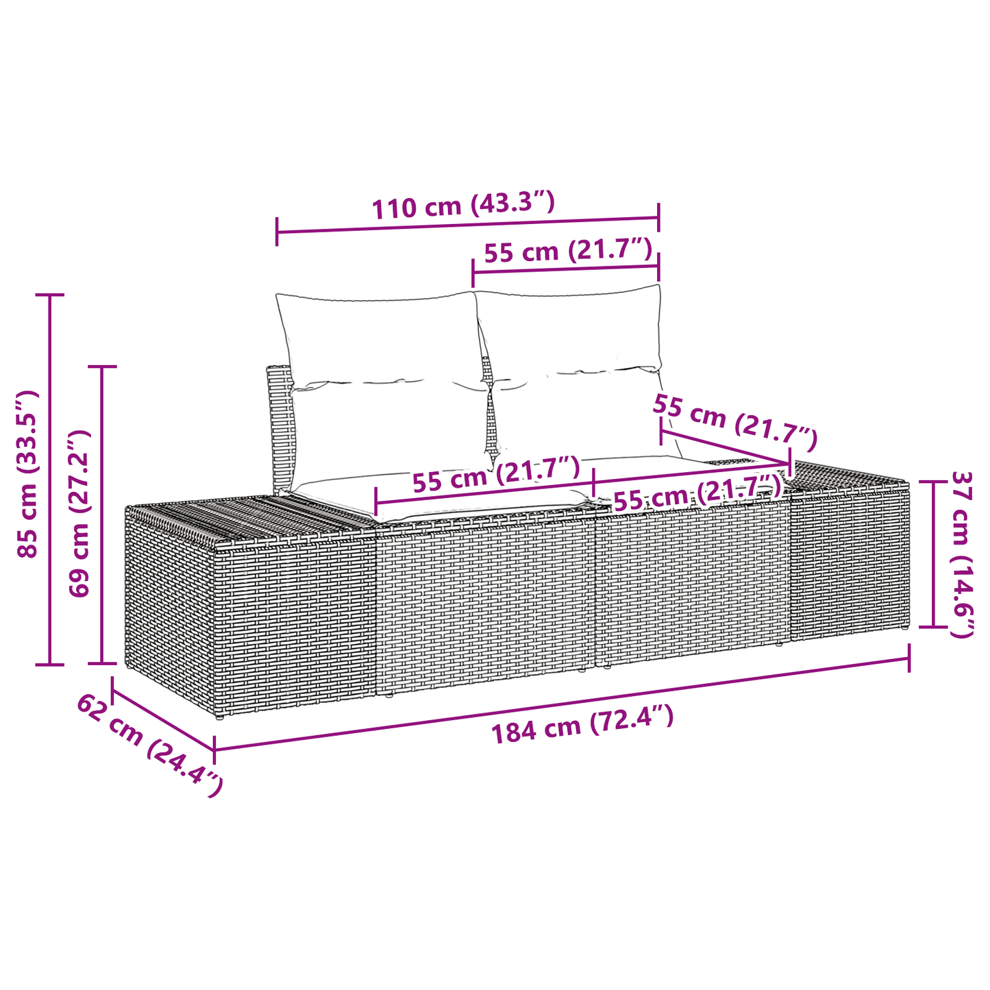 10 Stk. Have Sofa Sæt Med Puder Beige Poly Rattan
