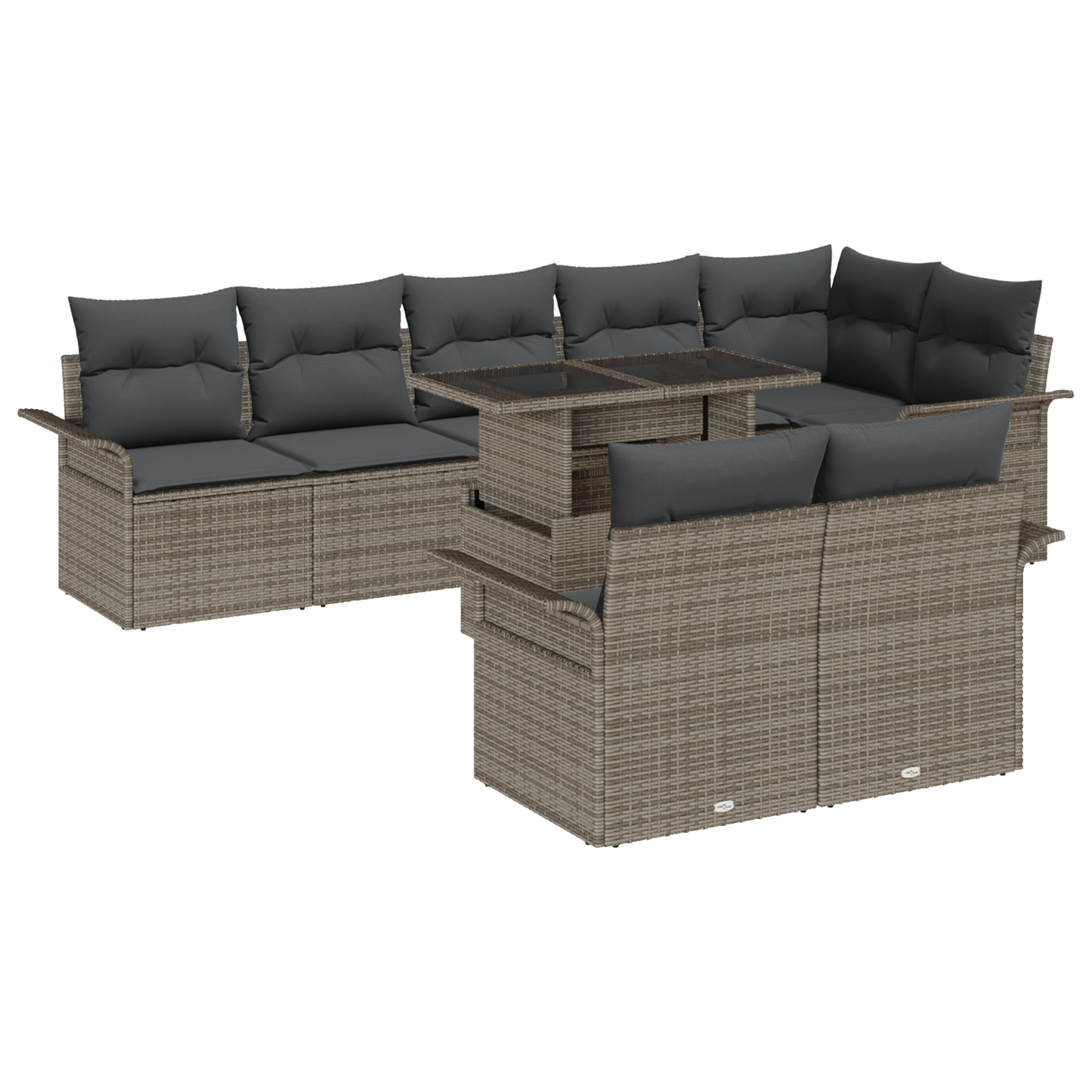 9 Delers Have Sofa Sæt Med Puder Grå Poly Rattan