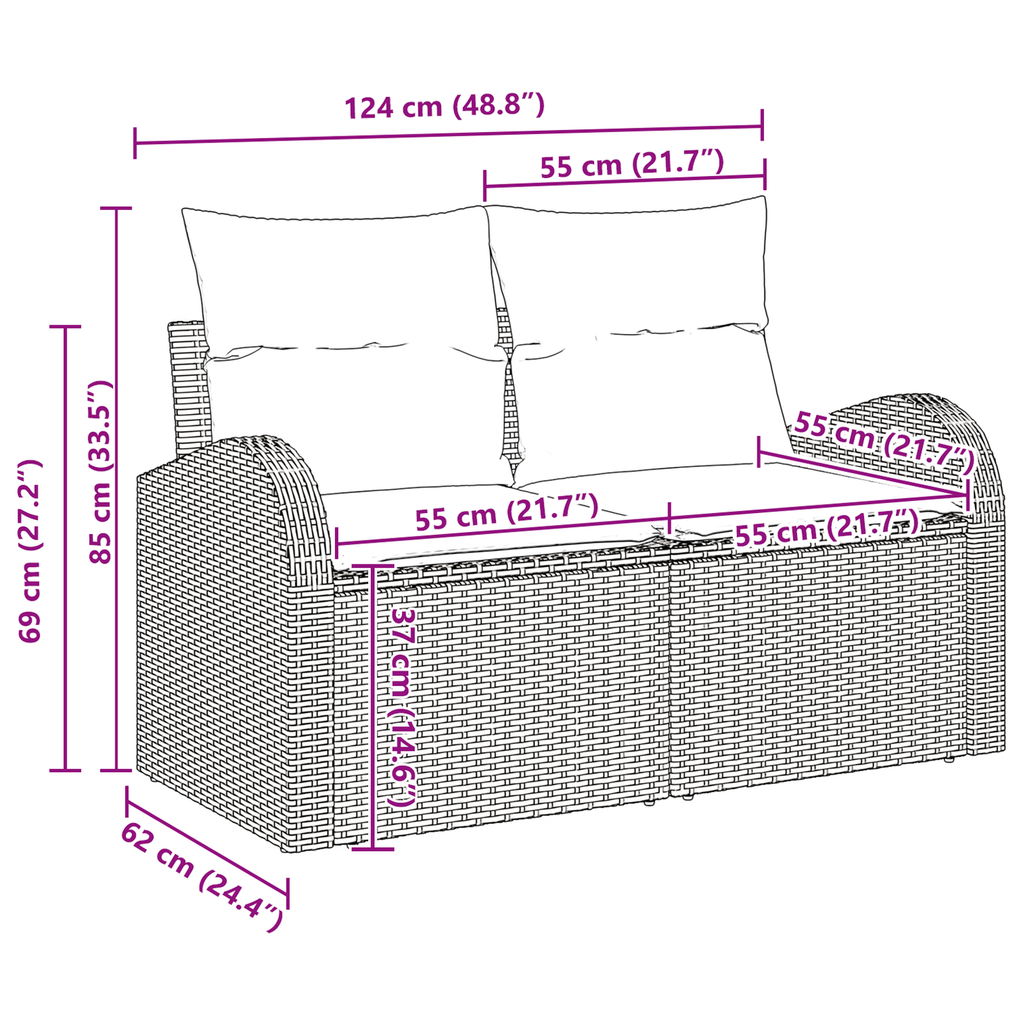7-Delt Have Sofa Sæt Med Puder Grå Polyrattan
