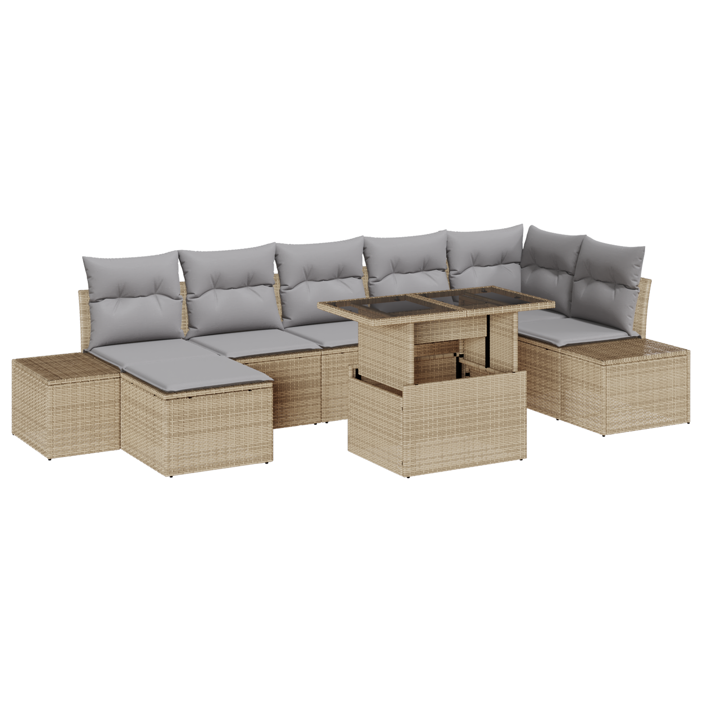 8 Dele Have Sofagruppe Med Puder Beige Poly Rattan