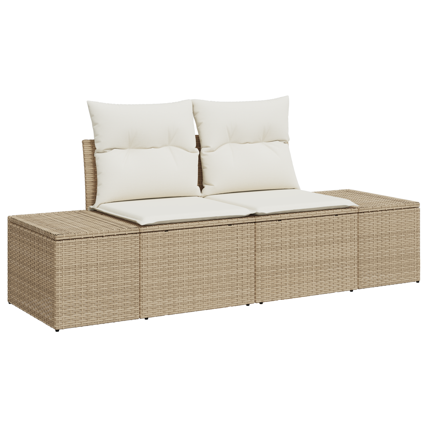 10-Delers Havemøbelsæt Med Puder Beige Poly Rattan
