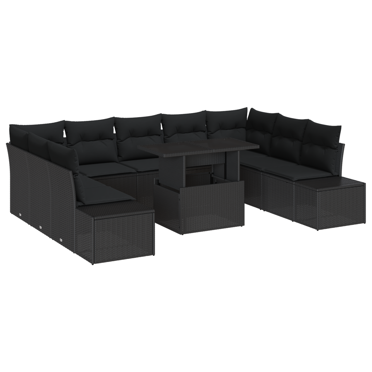 10 Styks Have Sofa Sæt Med Puder Sort Poly Rattan
