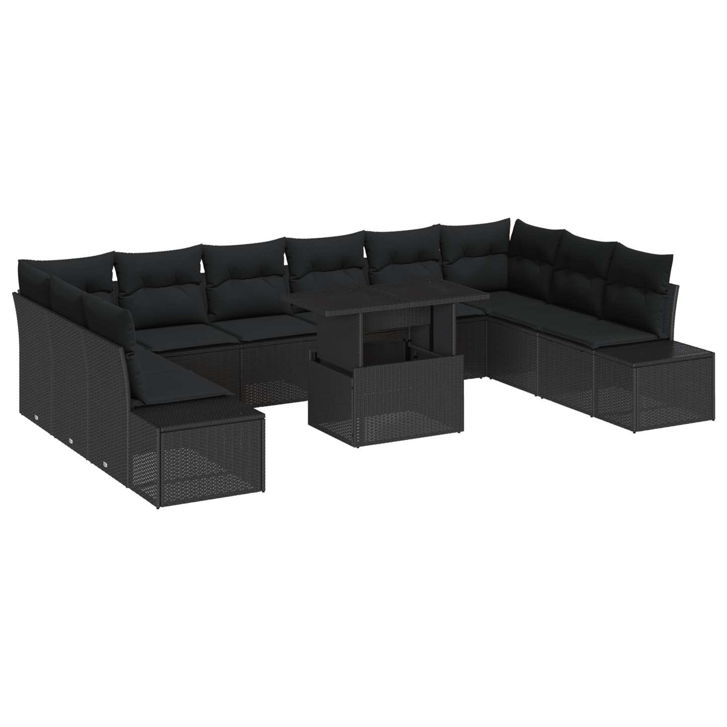 11 Delers Have Sofa Sæt Med Puder Sort Poly Rattan