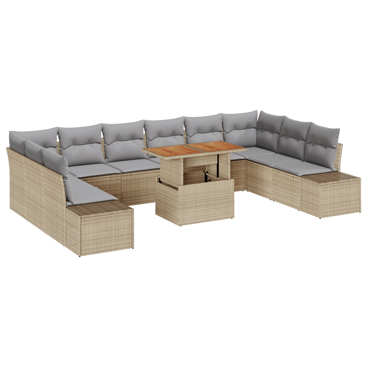 Havesofa Sæt Med Pude 11 Dele Beige Og Grå 100 X 55 X 73 Cm