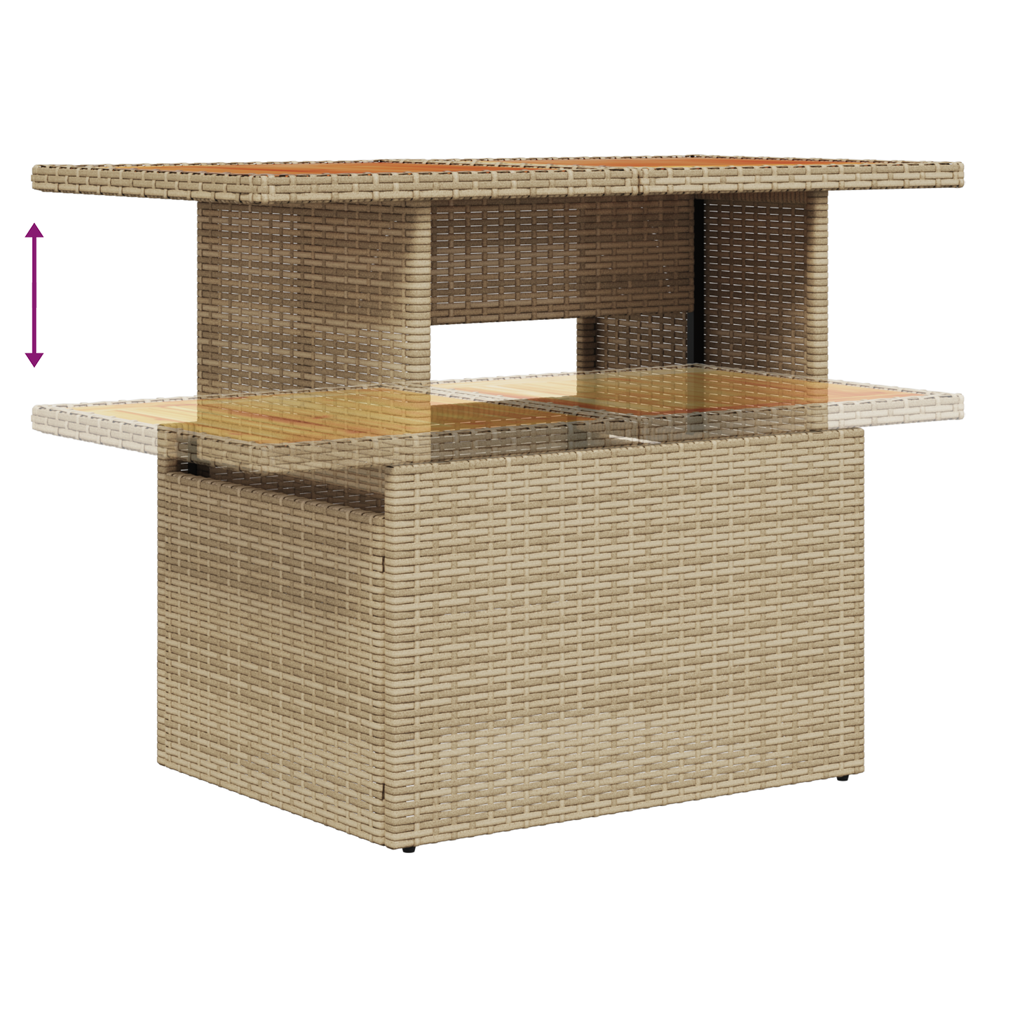 10 Pieces Have Spisebord Sætl Med Puder Beigefarvet Poly Rattan Akacie