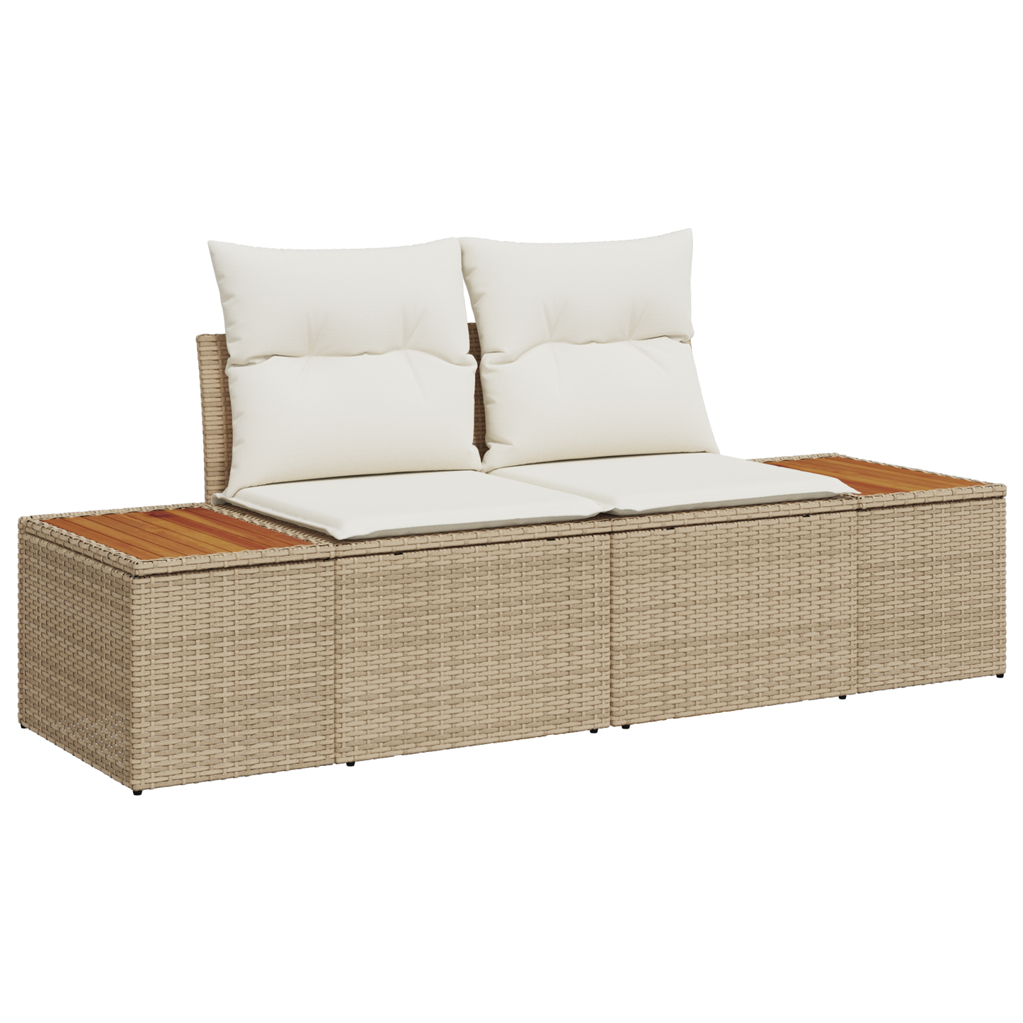 10 Pieces Have Spisebord Sætl Med Puder Beigefarvet Poly Rattan Akacie