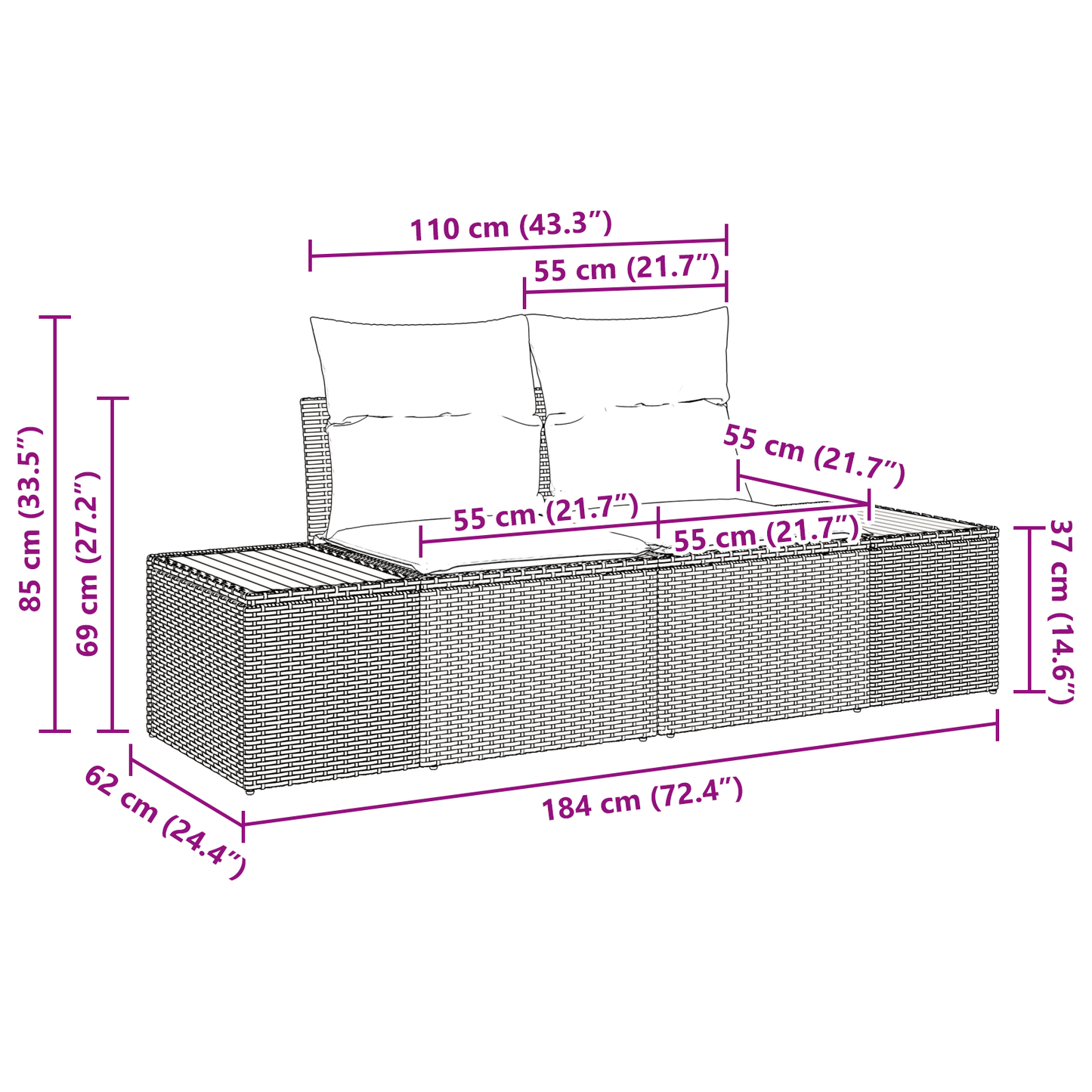 10 Pieces Have Spisebord Sætl Med Puder Beigefarvet Poly Rattan Akacie
