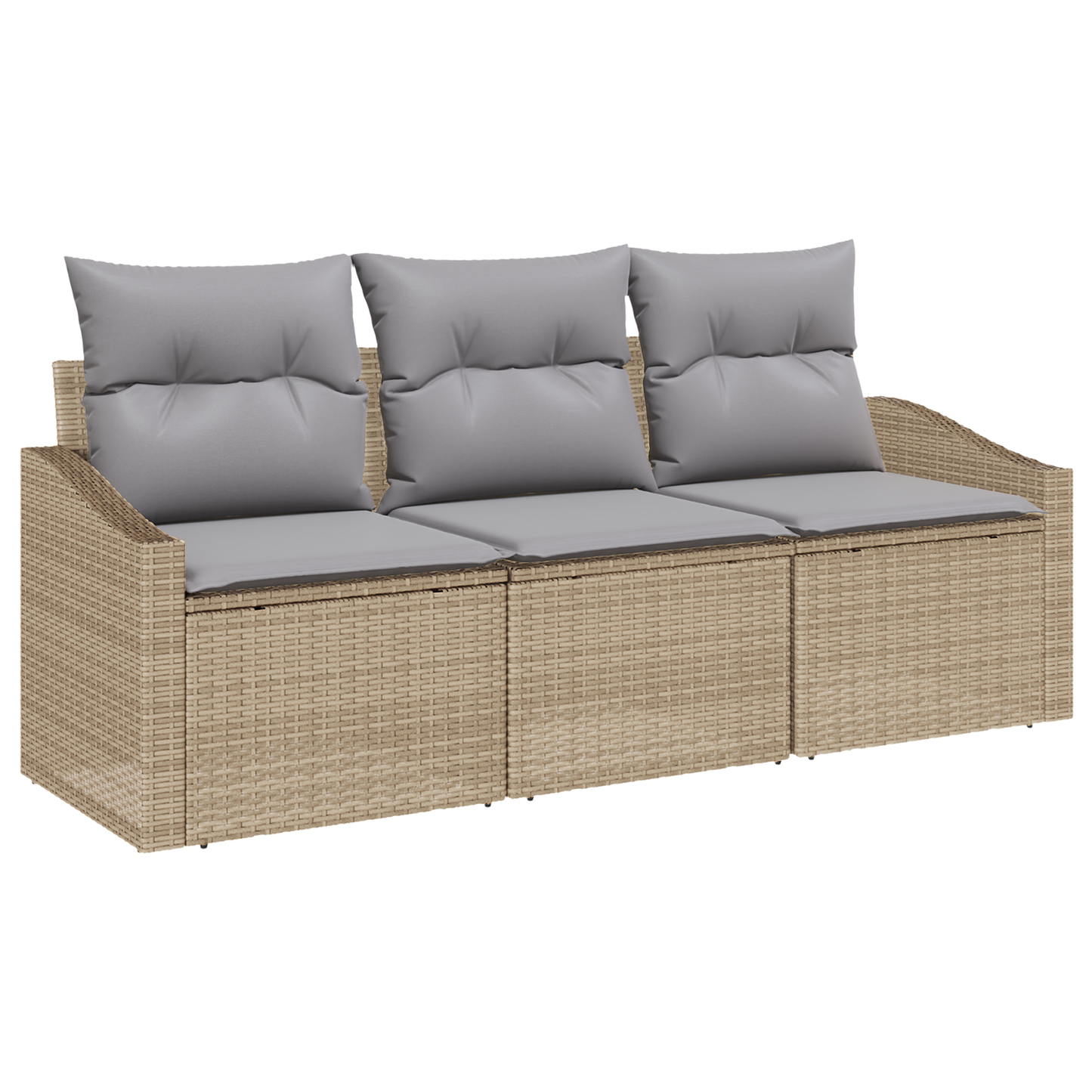 3-Delt Have Spisestue Sæt Med Puder Beige Poly Rattan