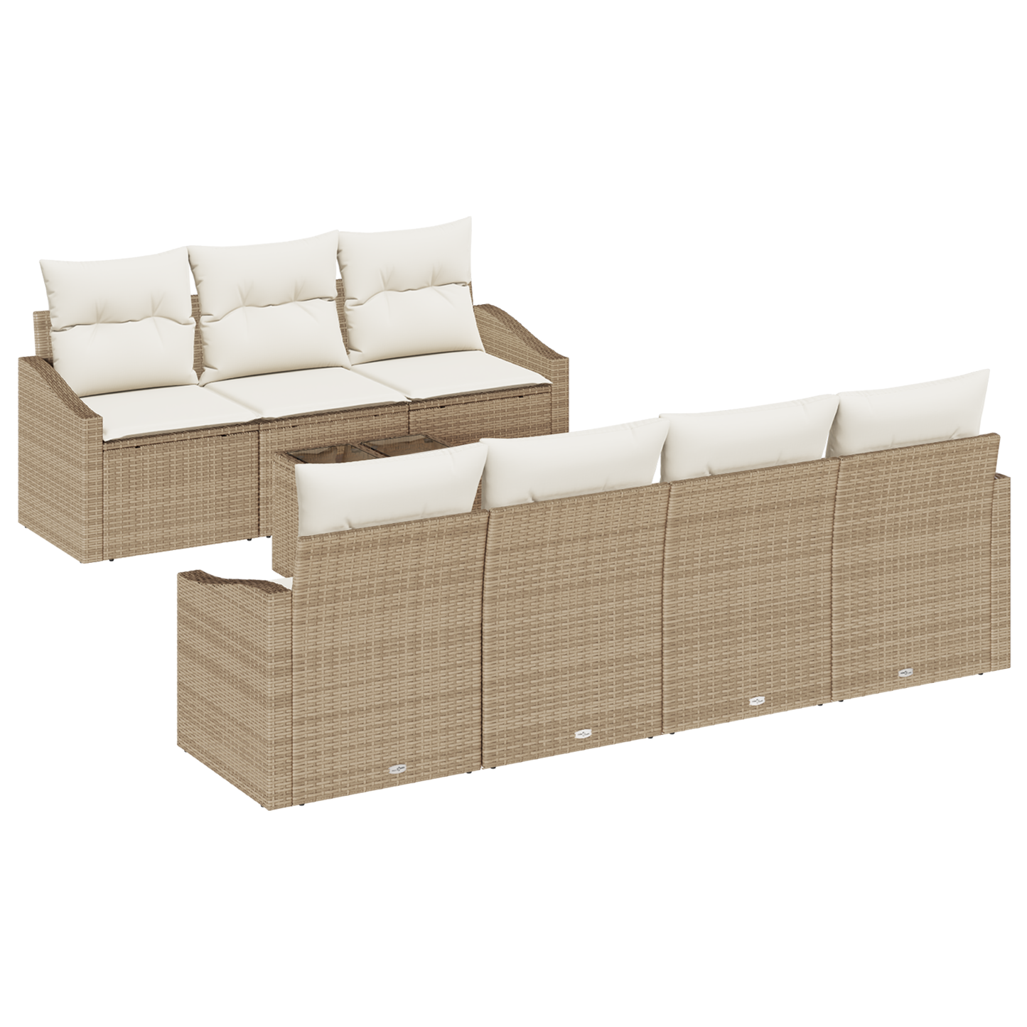 8 Delers Have Spisestel Med Puder Beige Poly Rattan