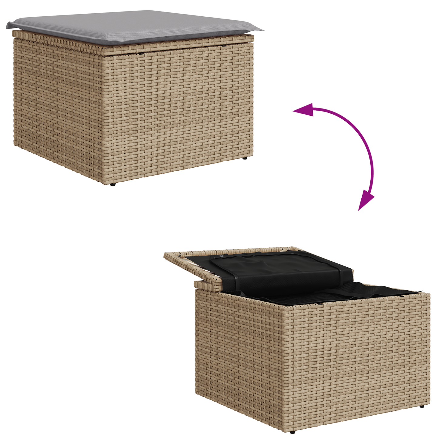 5 Delers Have Spisebord Sæt Med Puder Beige Poly Rattan
