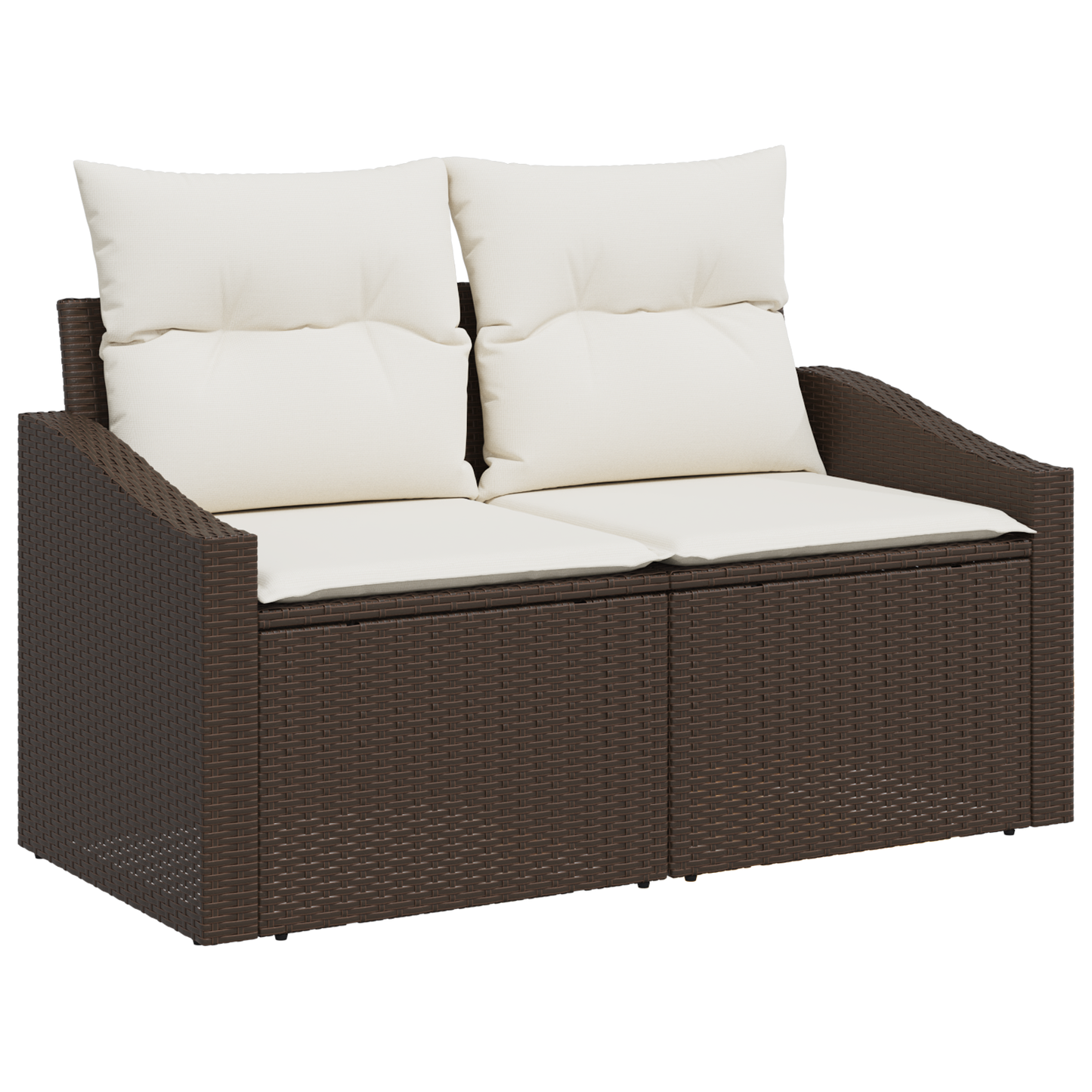 5 Delers Have Spisestel Med Puder Brun Poly Rattan