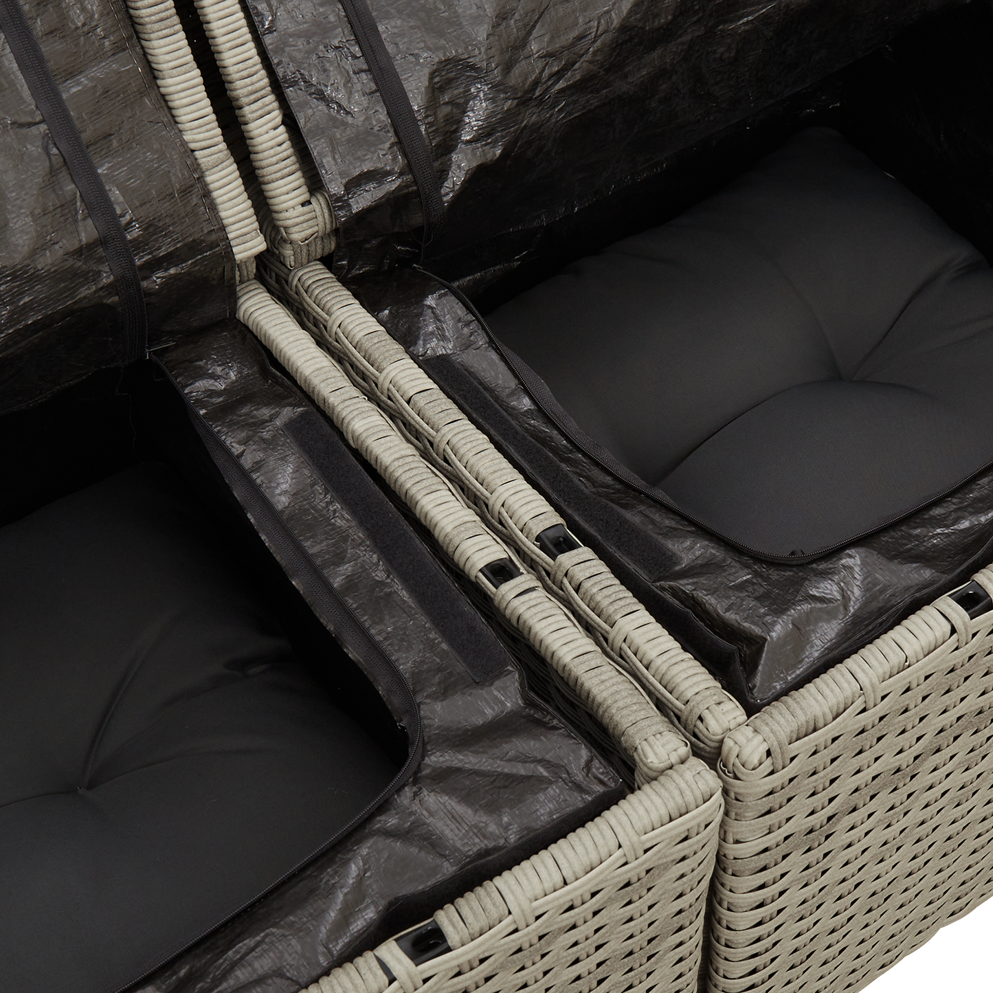 5 Deles Have Spisesæt Med Puder Lysgammel Poly Rattan