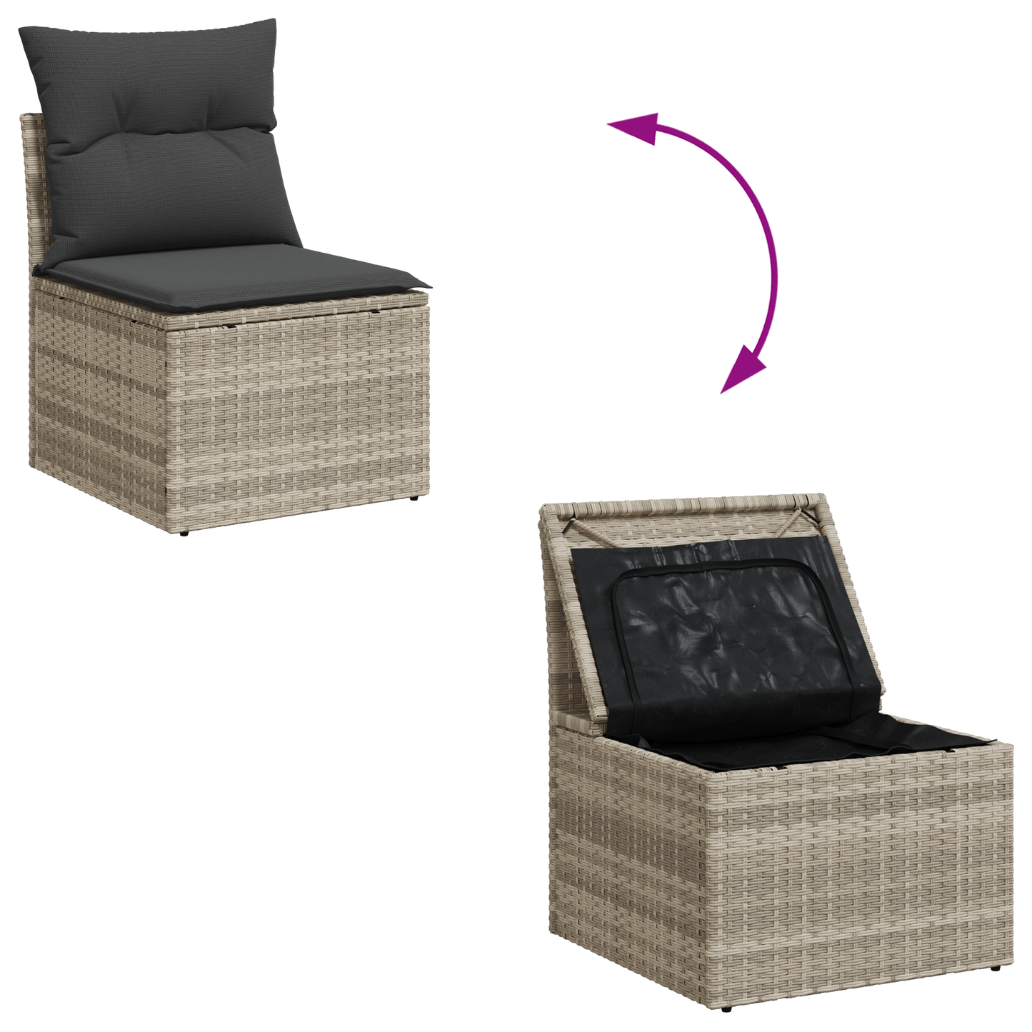 5 Deles Have Spisesæt Med Puder Lysgammel Poly Rattan