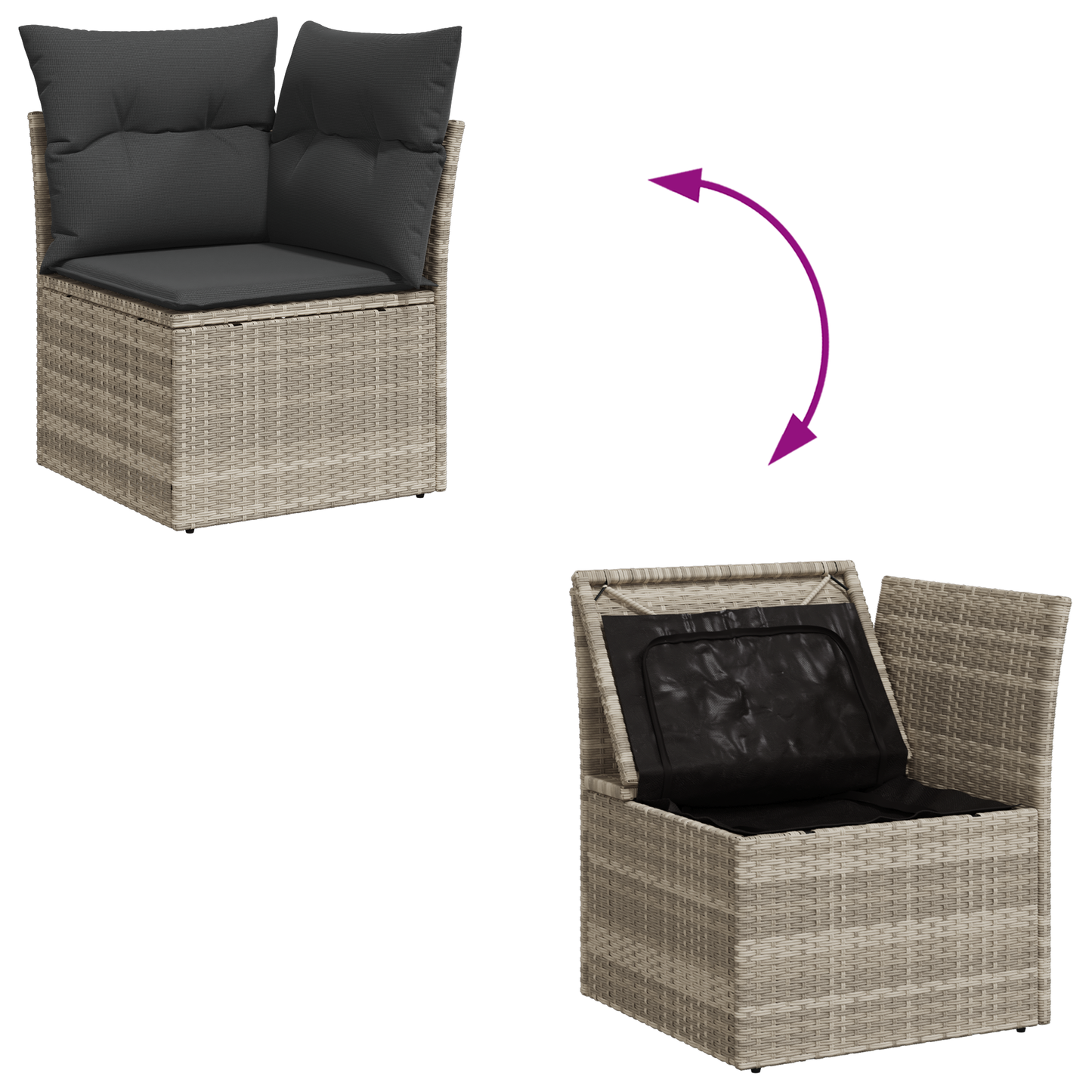 5 Deles Have Spisesæt Med Puder Lysgammel Poly Rattan