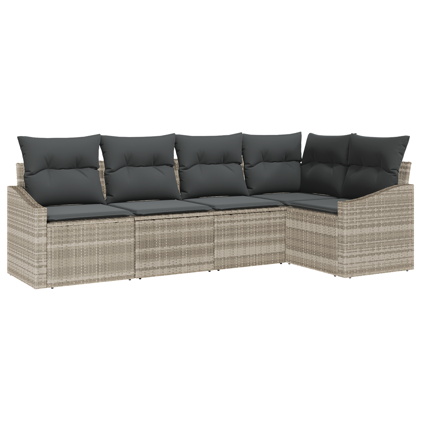 5 Deles Have Spisesæt Med Puder Lysgammel Poly Rattan