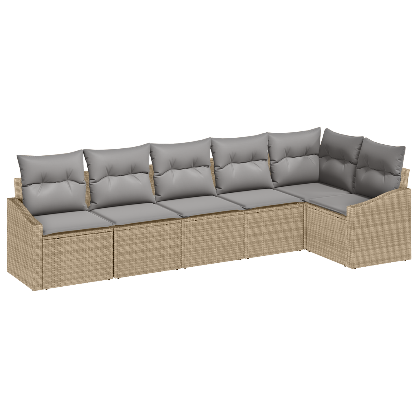 6-Delers Havemøbel Sæt Med Puder Beige Poly Rattan