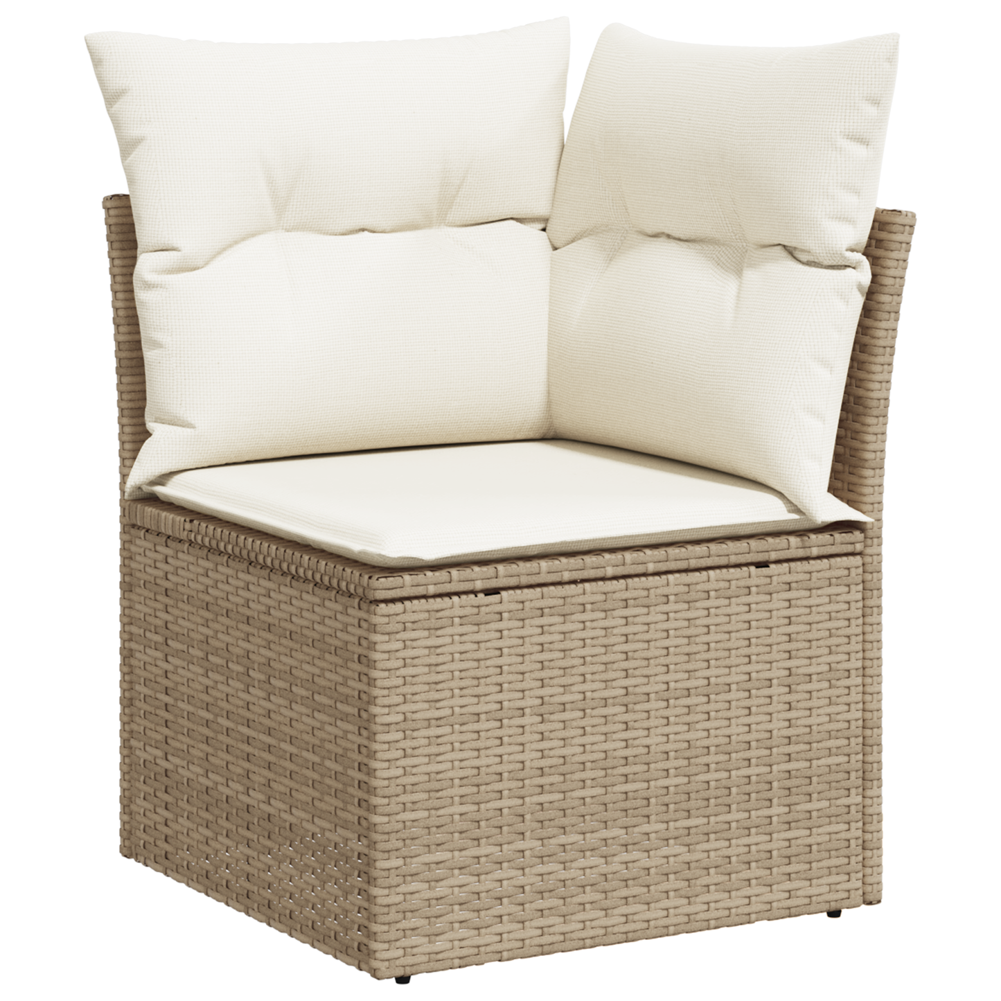 6 Delt Have Spisebord Sæt Med Puder Beige Poly Rattan