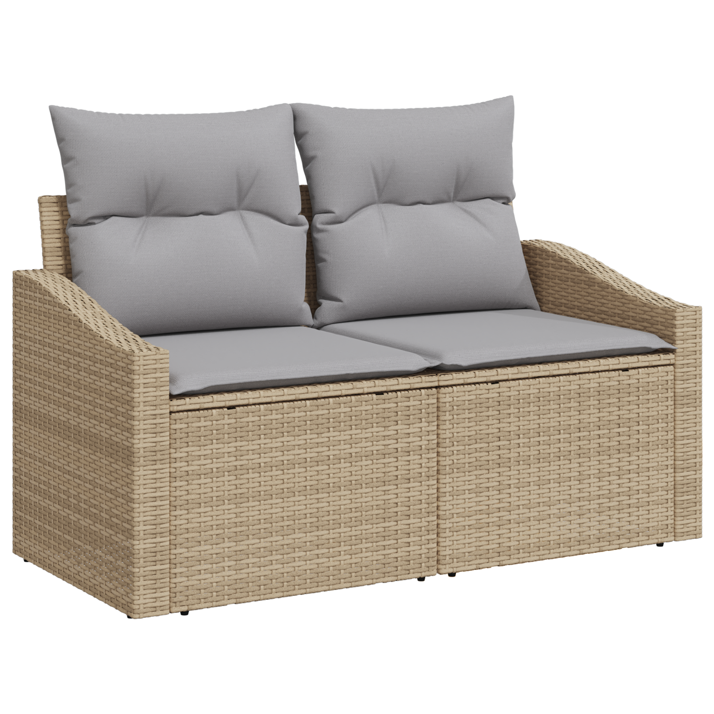 9 Delers Have Spisebord Sæt Med Puder Beige Poly Rattan