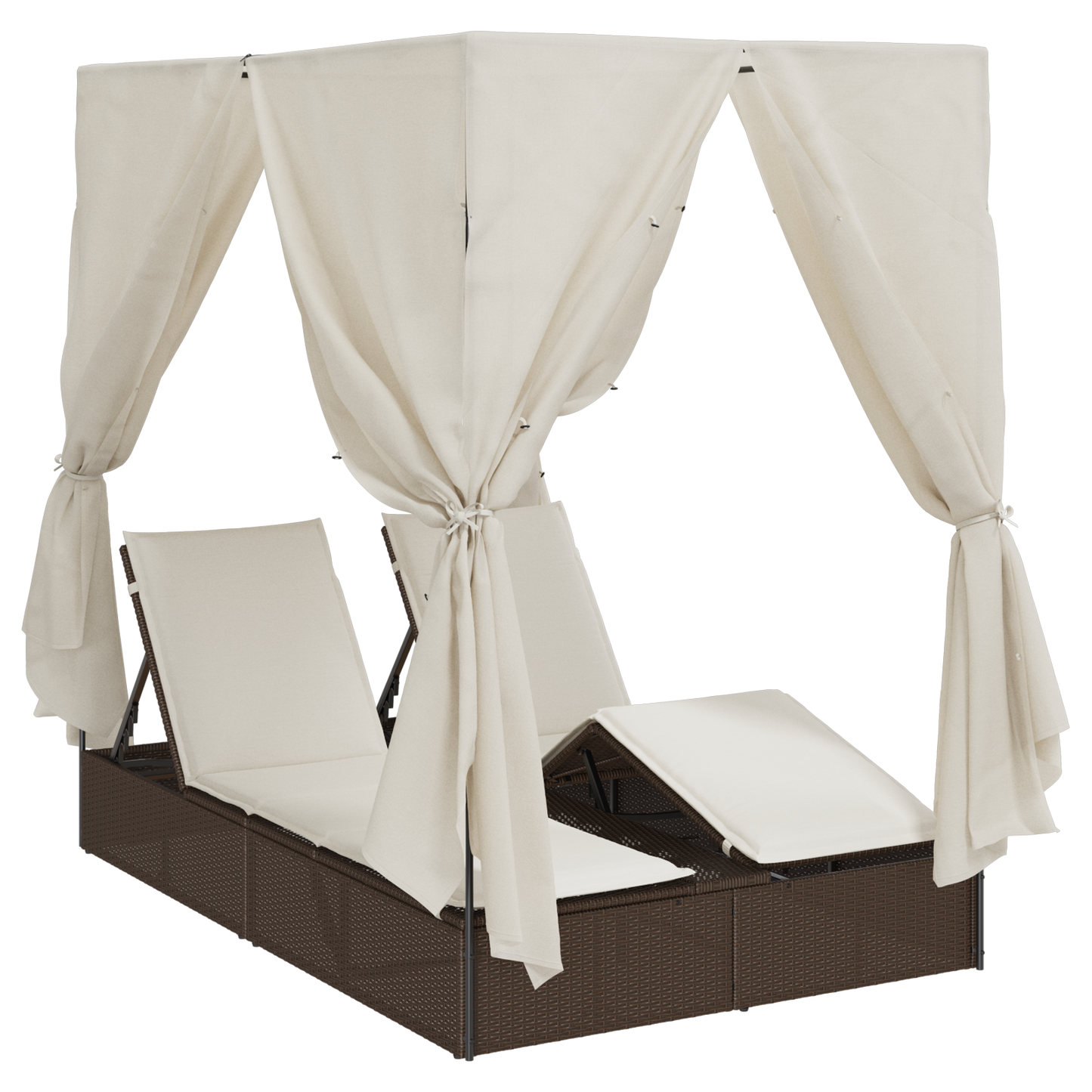Dobbelt Solseng Med Tag Brun 205 X 129 X 200 Cm Pe Rattan