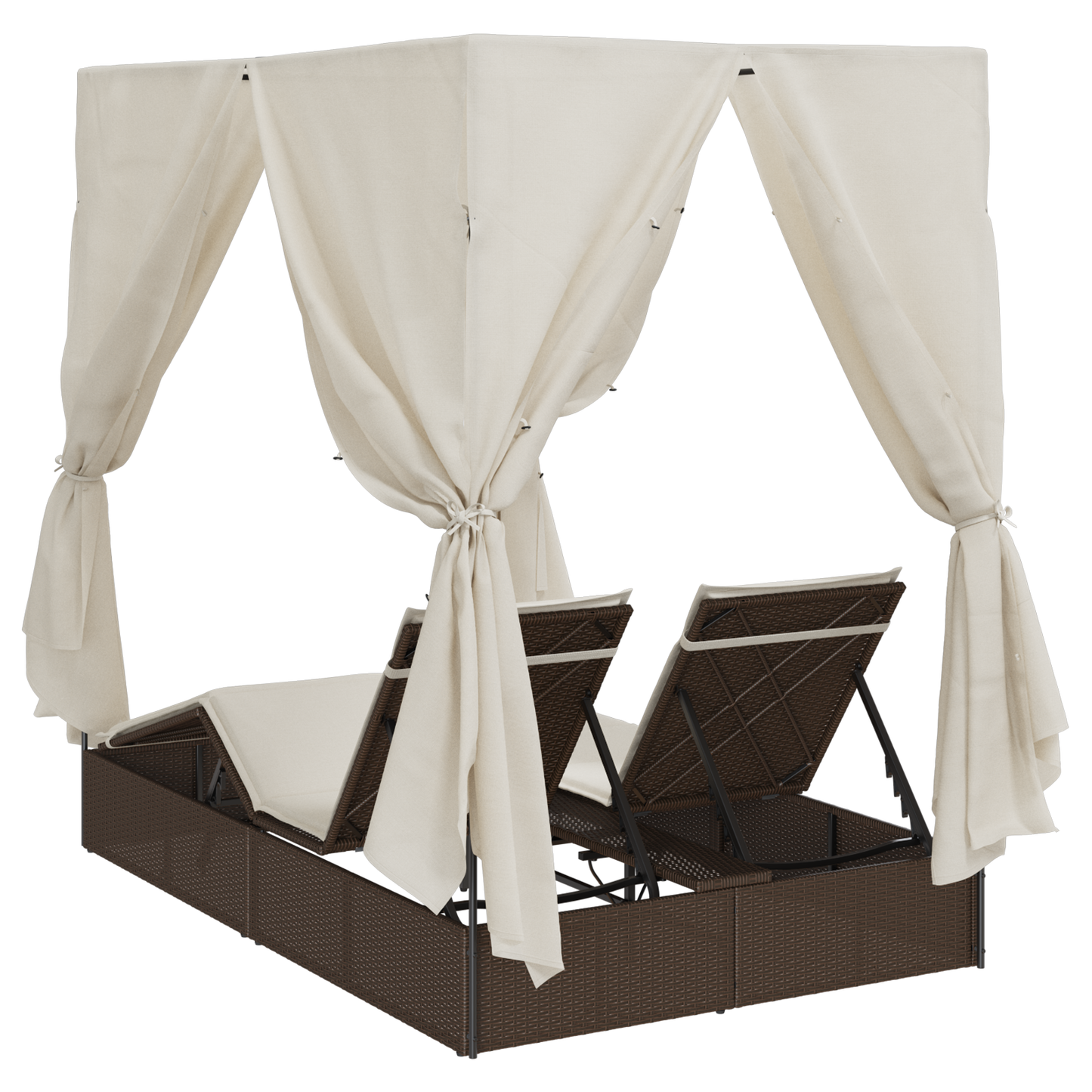 Dobbelt Solseng Med Tag Brun 205 X 129 X 200 Cm Pe Rattan