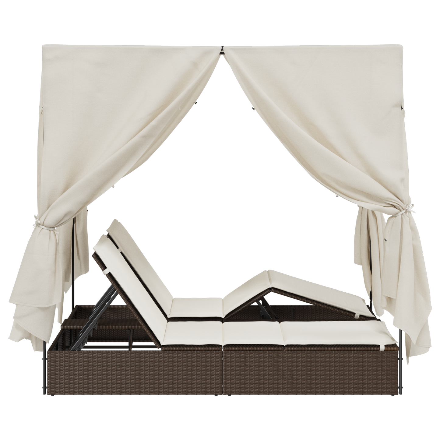 Dobbelt Solseng Med Tag Brun 205 X 129 X 200 Cm Pe Rattan
