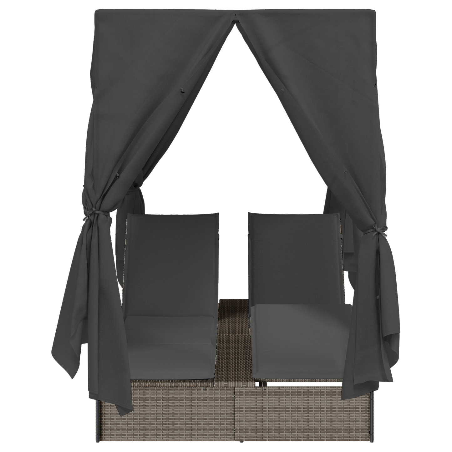 Dobbelt Solseng Med Tag Grå 205 X 129 X 200 Cm Pe Rattan