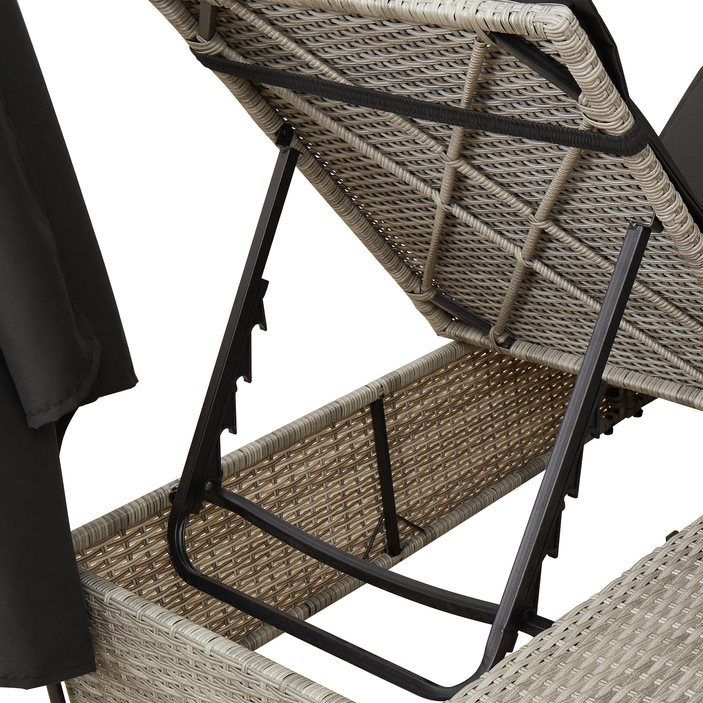 Dobbelt Solseng Med Tag Lysegrå 205 X 129 X 200 Cm Pe Rattan