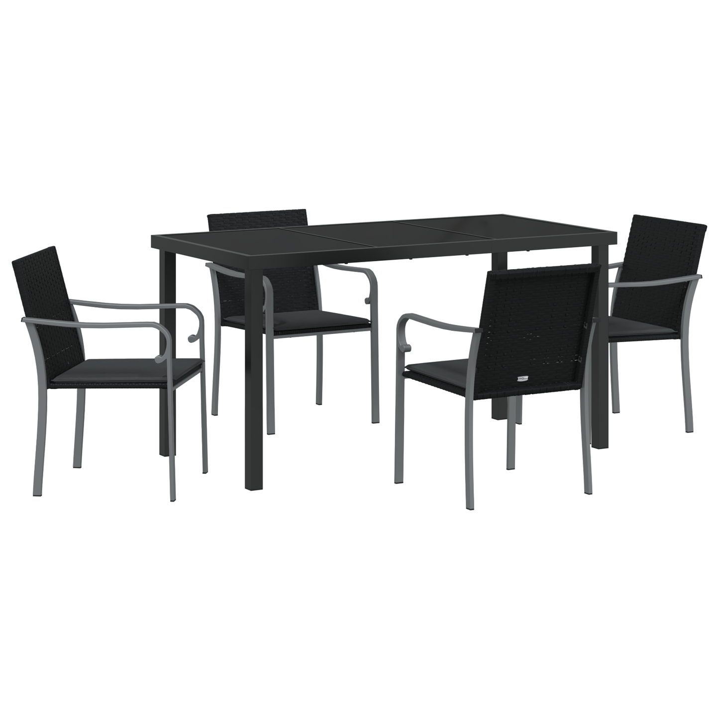 5 Deles Havemøbelsæt Med Puder Sort Poly Rattan