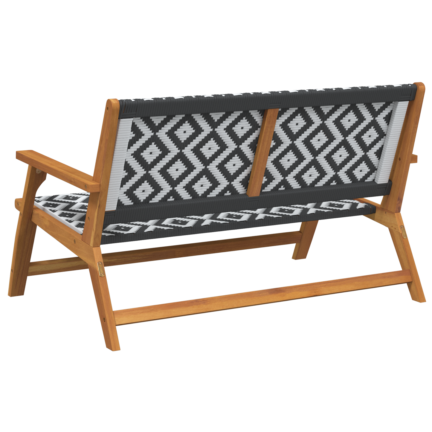 Havebænk Sort Og Hvid 122X76X73.5 Cm Solid Akacietræ