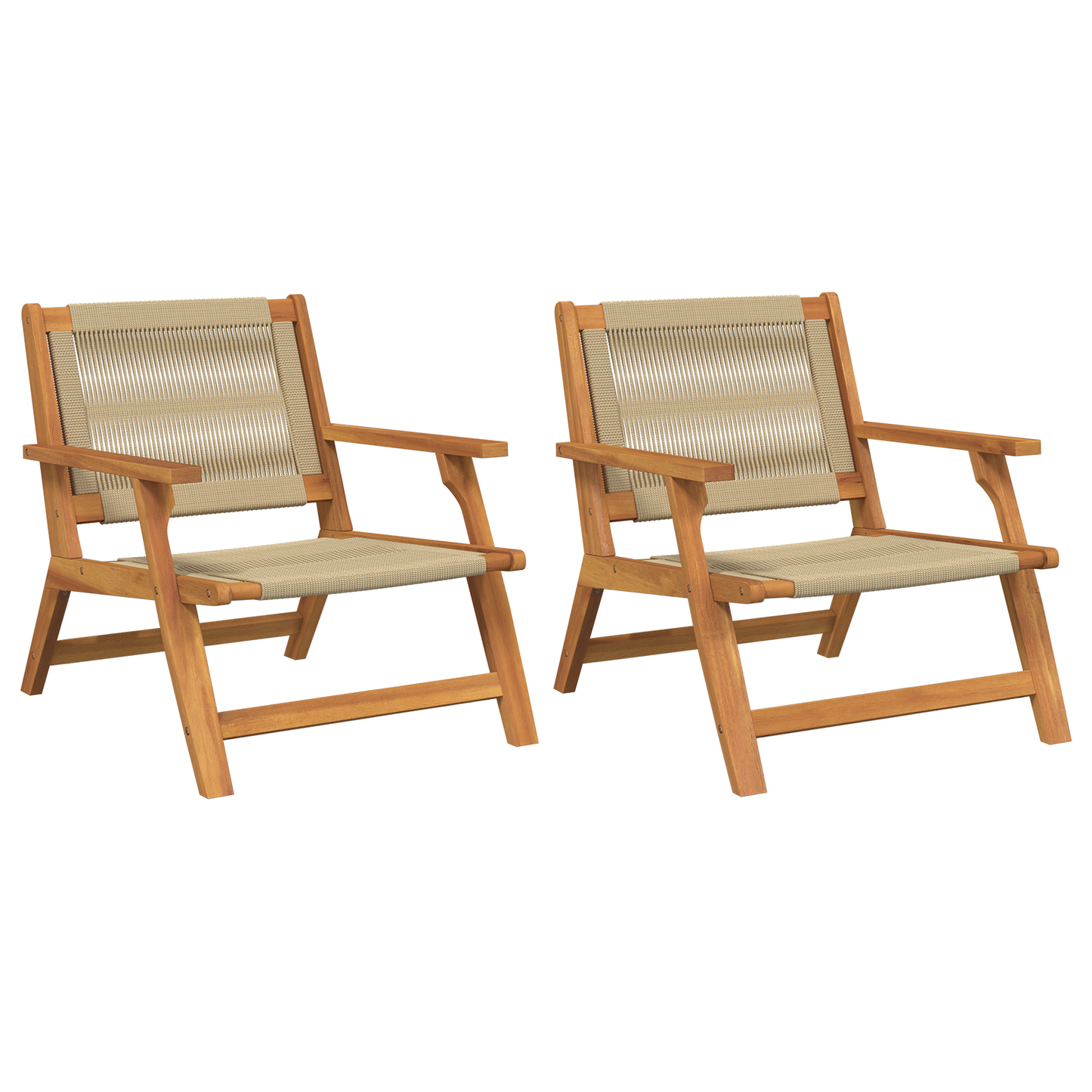 Havestole 2 Stk Beige 67X77X73 Cm Massivt Akacietræ