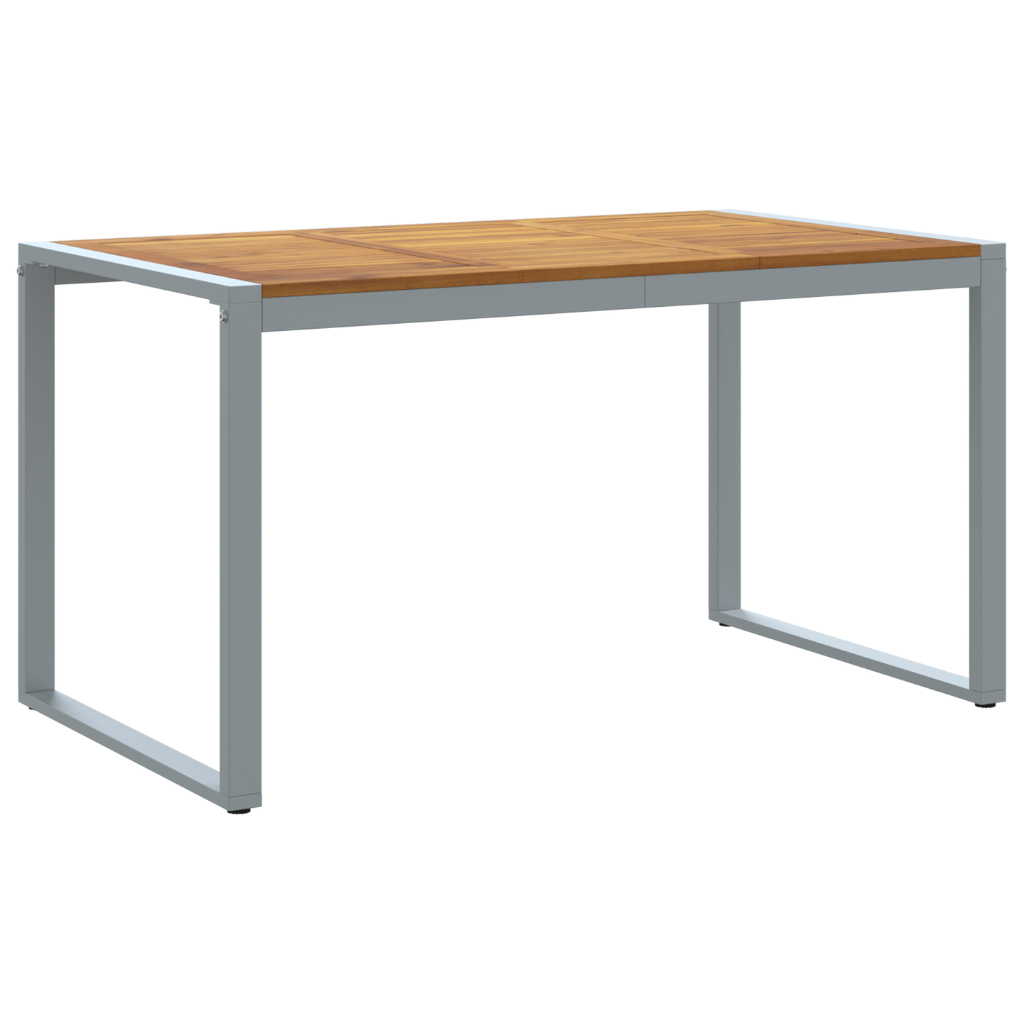 Udendørs Spisebord Grå 140X80X75 Cm Stål Og Massivt Akacie
