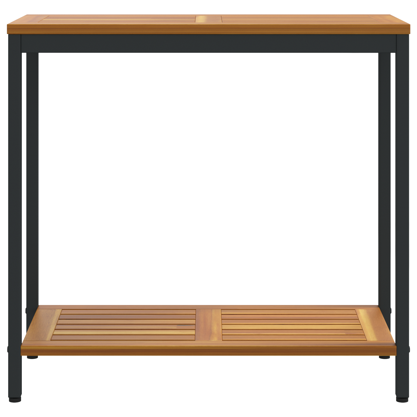 Udendørs Bord Naturligt & Sort 35X80X75 Cm Solid Træ Og Stål