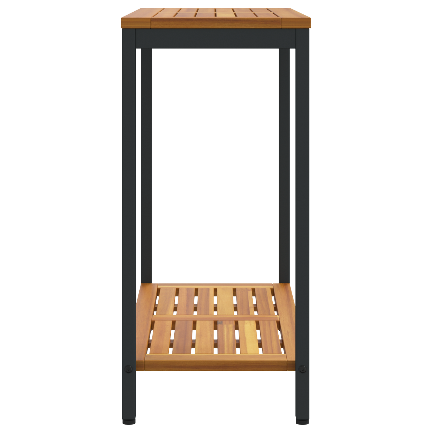 Udendørs Bord Naturligt & Sort 35X80X75 Cm Solid Træ Og Stål