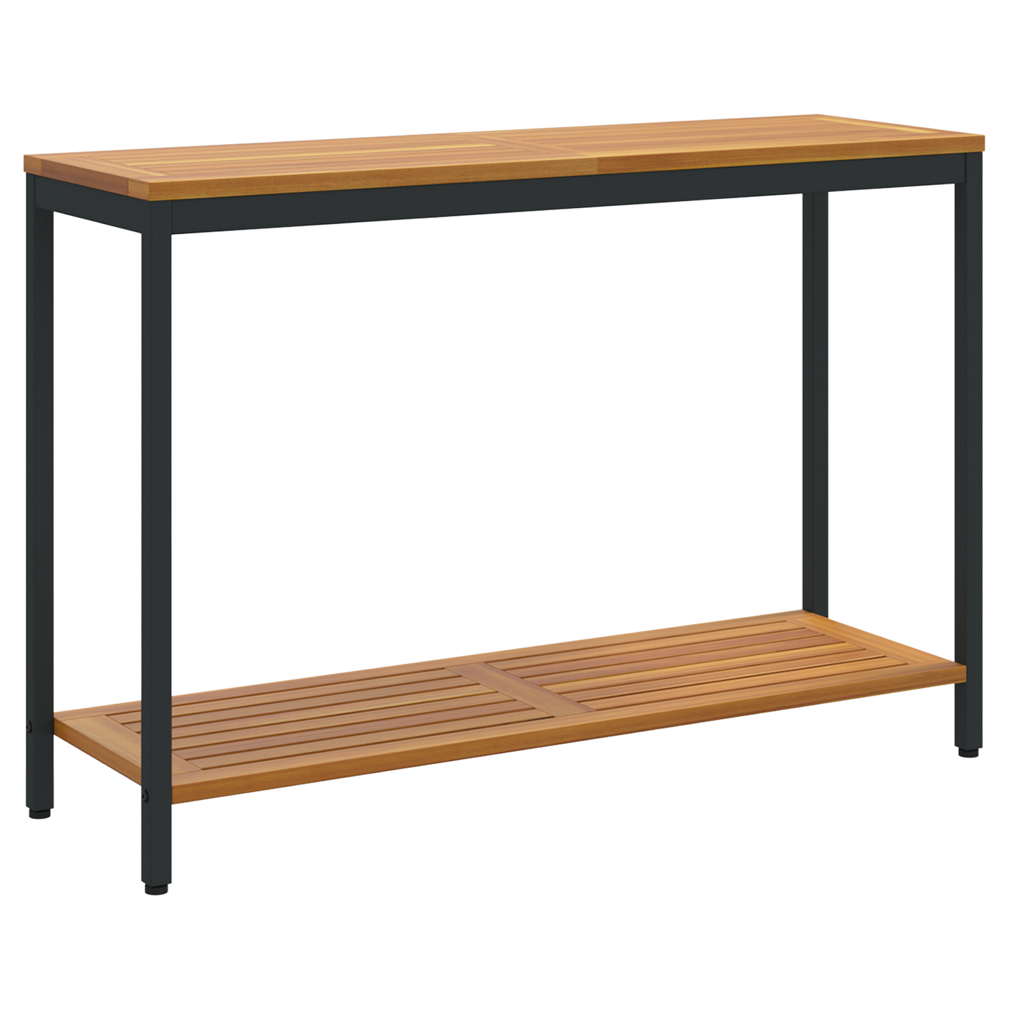 Udendørs Bord Naturligt & Sort 35X110X75 Cm Massivt Træ Og Stål