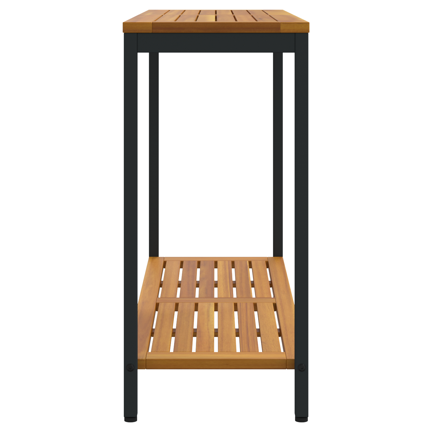 Udendørs Bord Naturligt & Sort 35X110X75 Cm Massivt Træ Og Stål