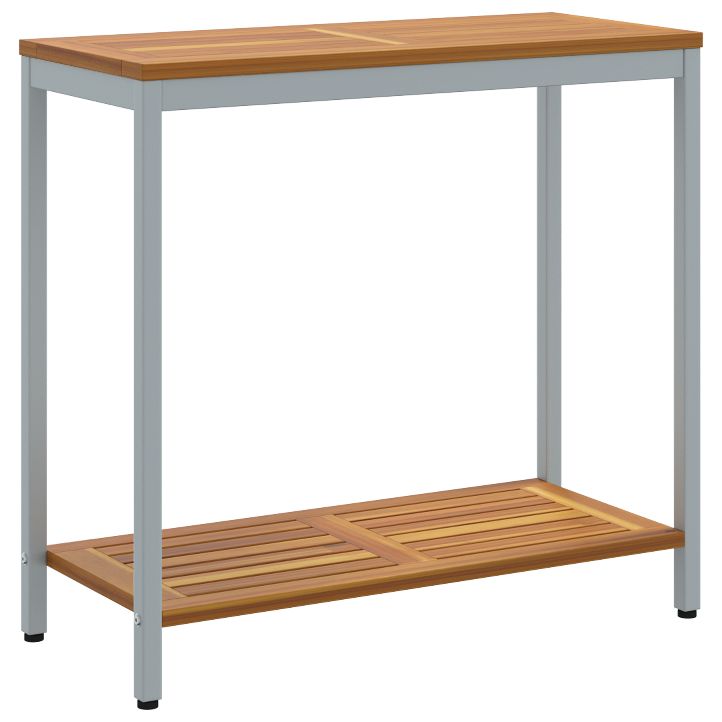 Udendørs Bord Naturlig & Grå 35X80X75 Cm Massivt Træ Og Stål