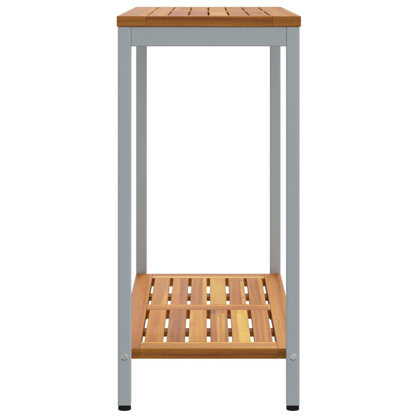 Udendørs Bord Naturlig & Grå 35X80X75 Cm Massivt Træ Og Stål