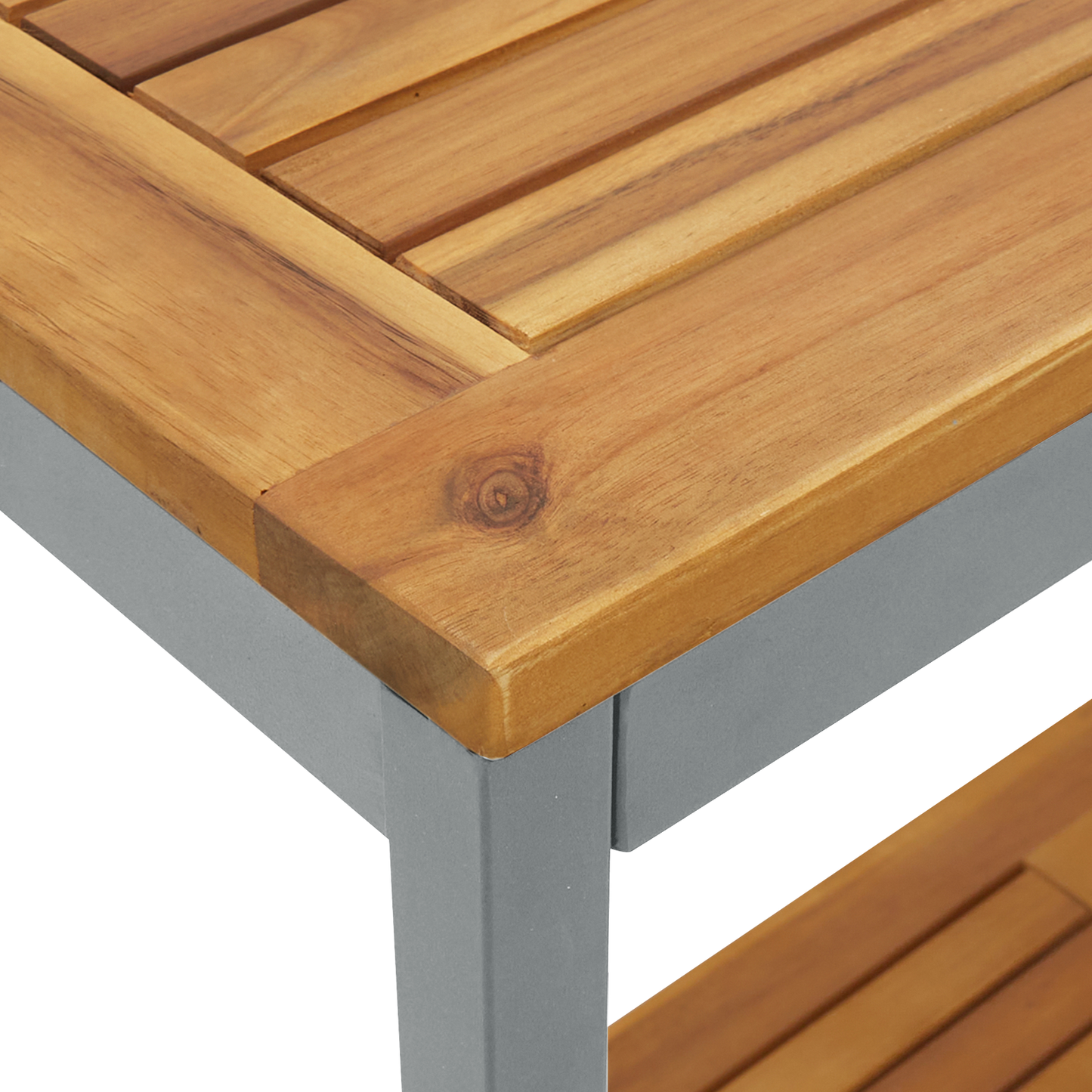 Udendørs Bord Naturligt & Grå 35X110X75 Cm Solid Træ Og Stål