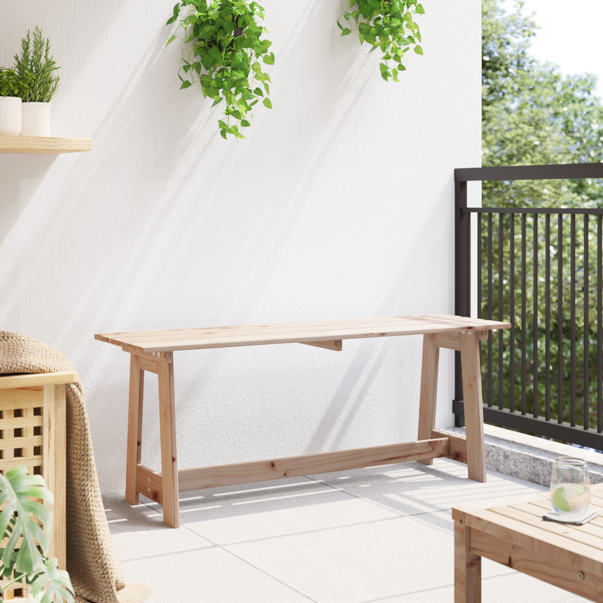 Udendørs Bænk 119X35X47 Cm Massivt Fyrretræ