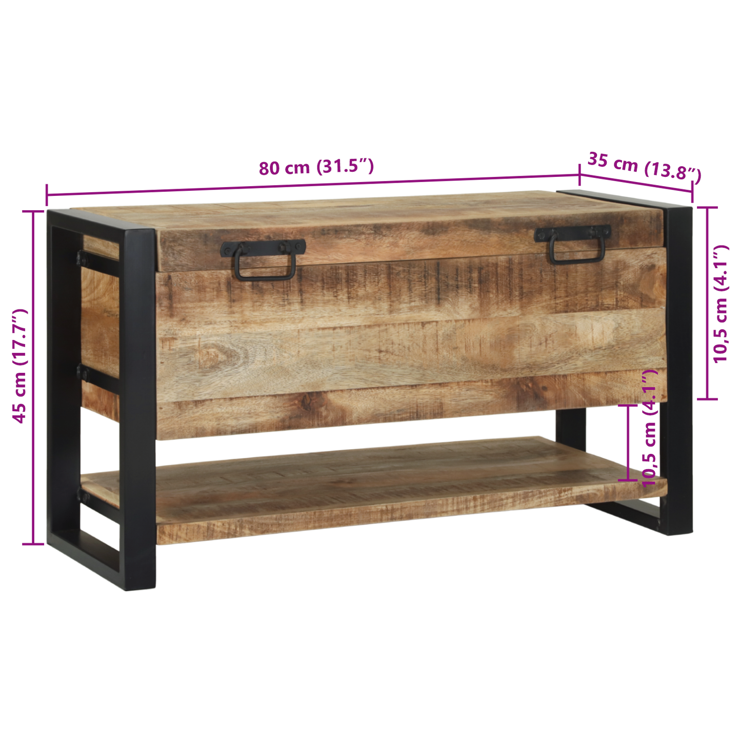 Opbevaringsboks Brun 80 X 35 X 45 Cm Massivt Mangotræ