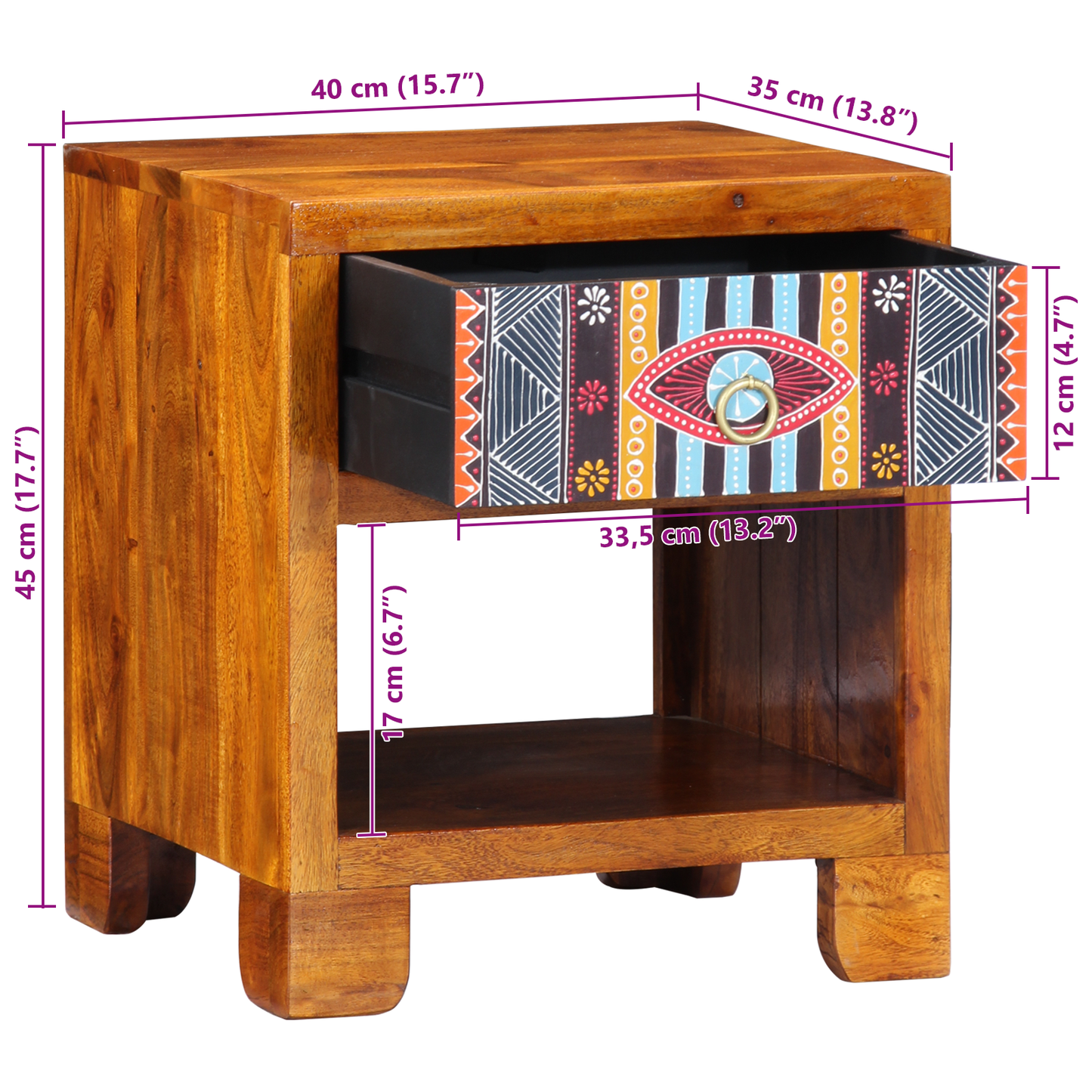 Sideboard Flerfarvet 40 X 35 X 45 Cm Massivt Akacietræ