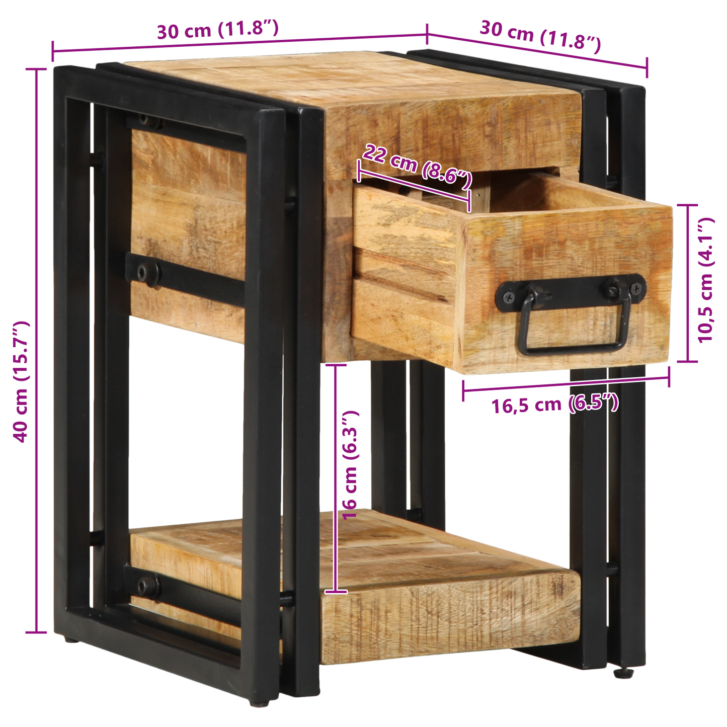Natborde 2 Stk 40X40X40 Cm Solid Mango Træ