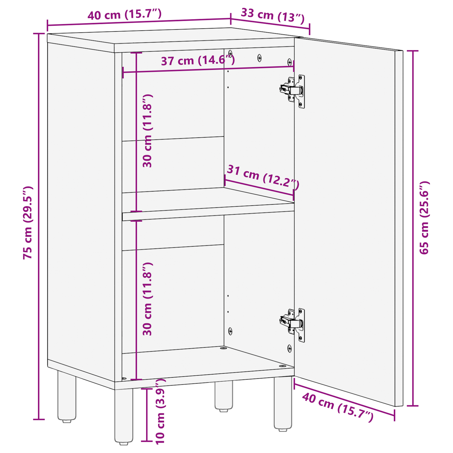 Sidebord Med Hylde Brun 40 X 33 X 75 Cm Massivt Akacietræ