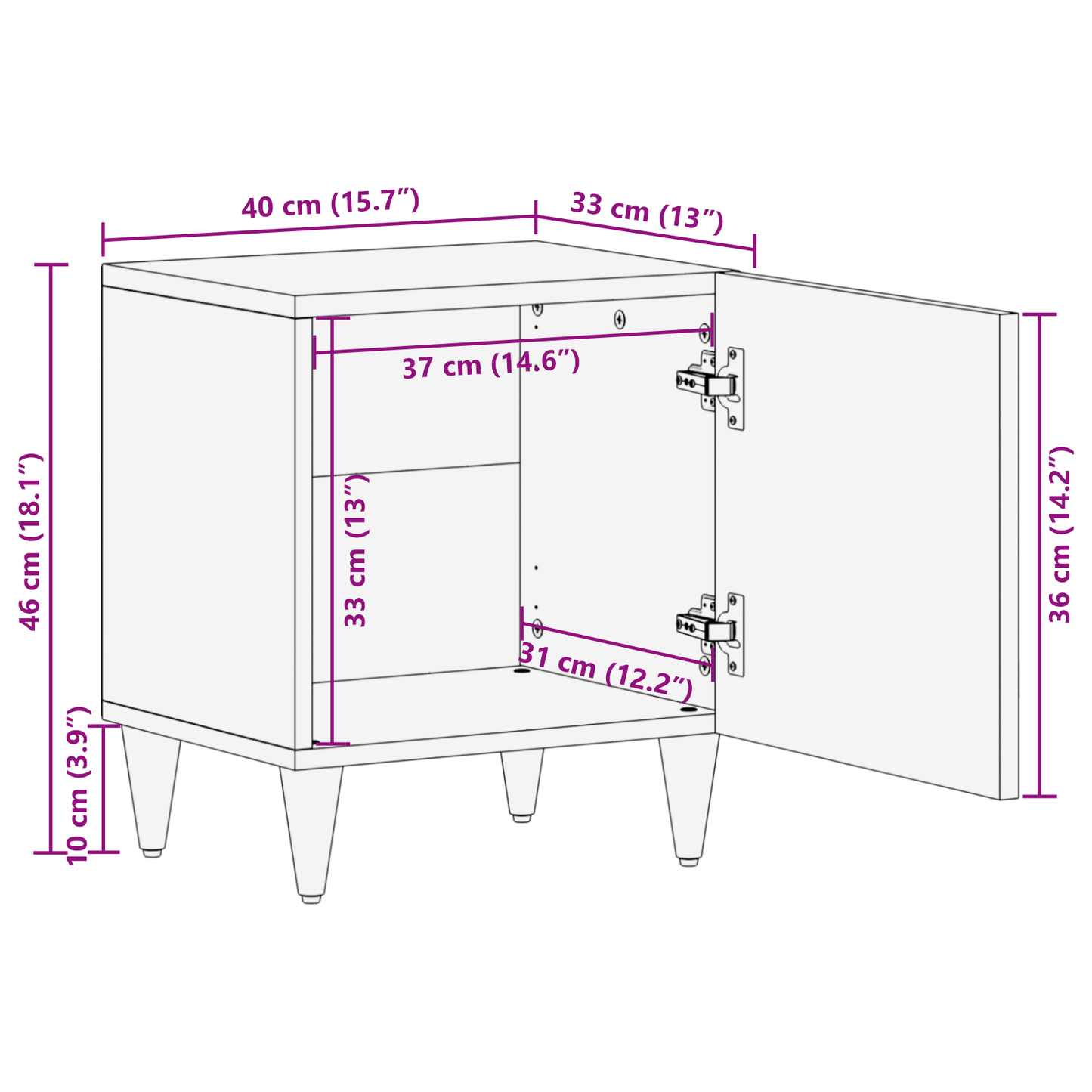 Sengeborde 2 Stk 40X33X46 Cm Massivt Mangotræ